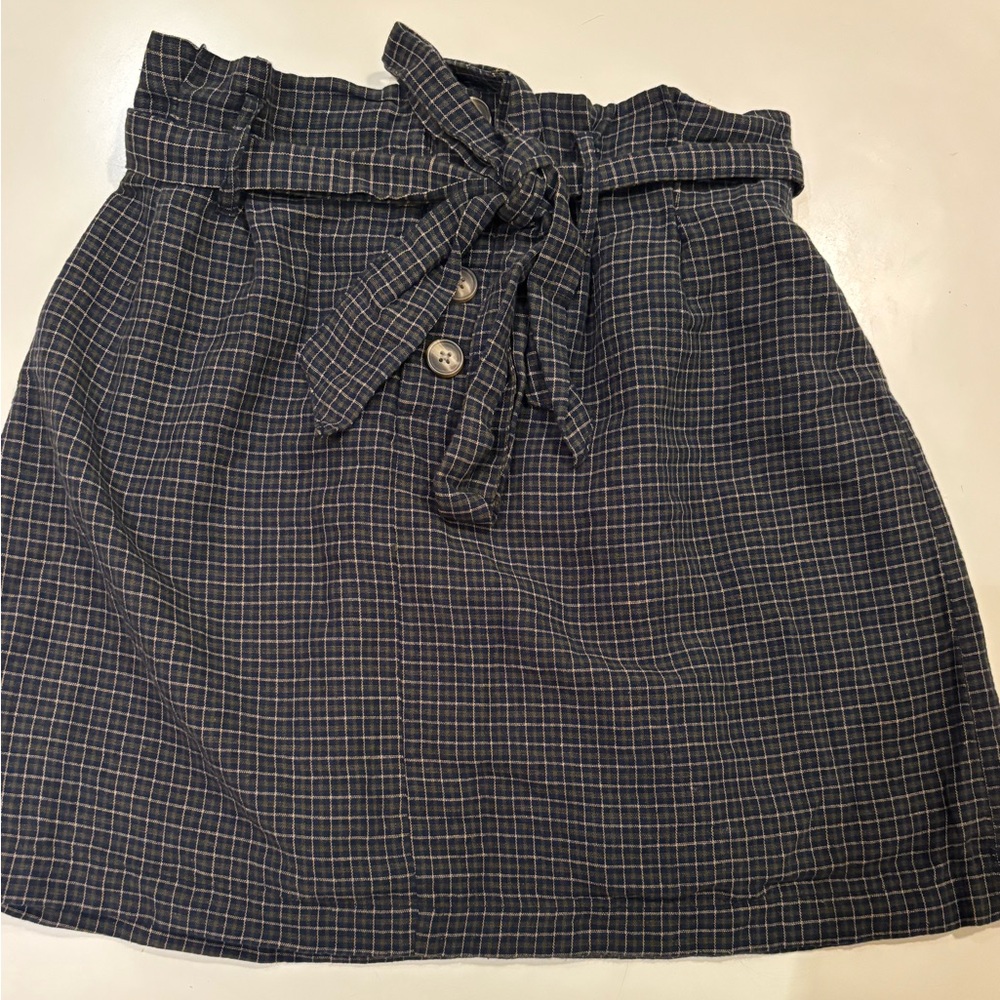 American Eagle Plaid Tie-Waist Brown Skirt